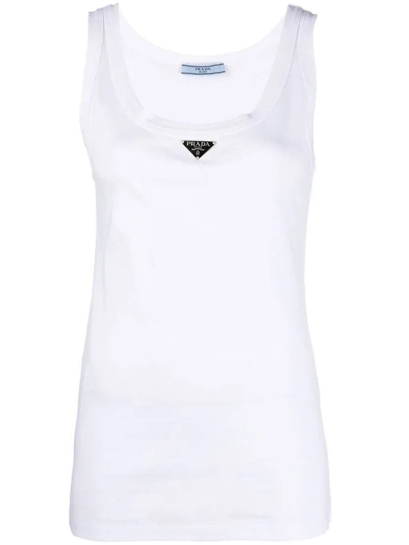 Prada ribbed-knit jersey tank top white