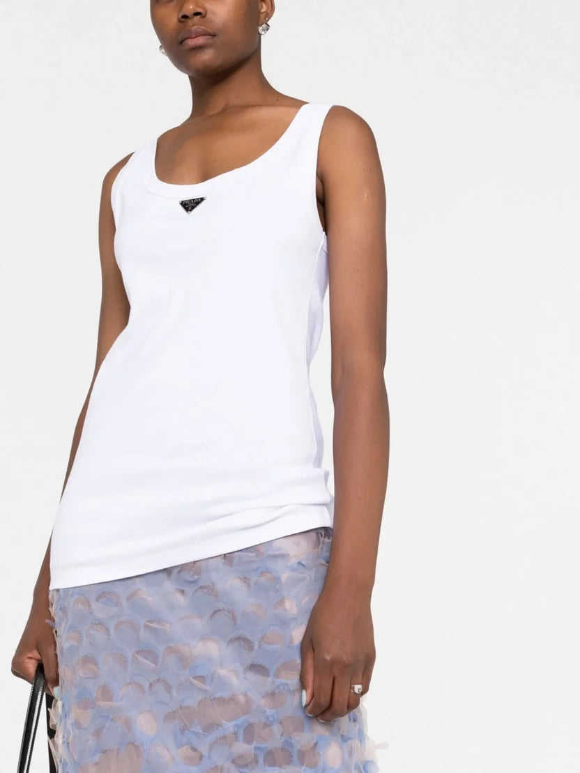 Prada ribbed-knit jersey tank top white