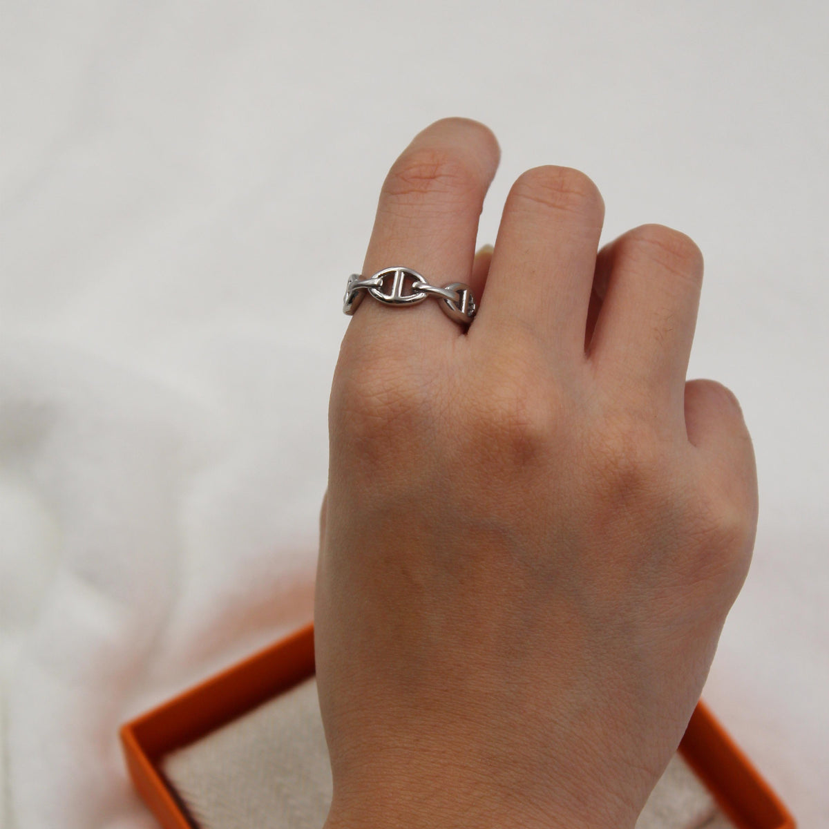 Hermès Chaîne d'Ancre Silver Ring