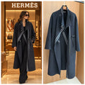 Hermès Long Wrap Coat with Contrast