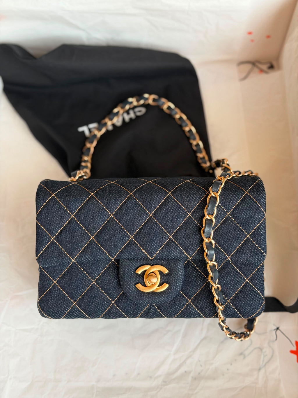 Chanel Classic Flap Bag - Velvet & Denim  20 CM