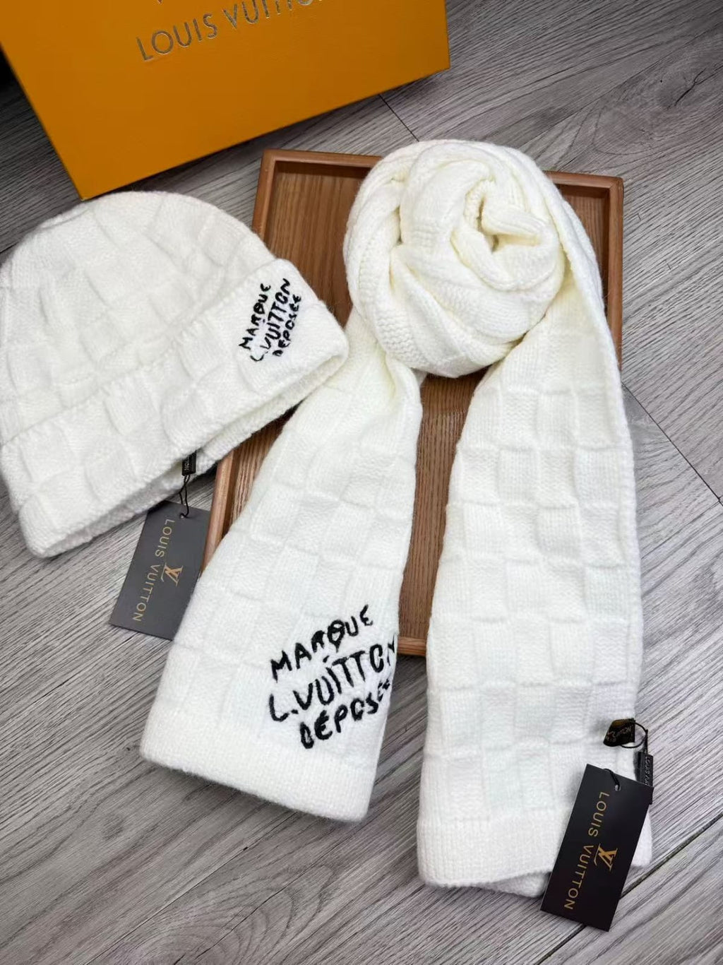 Louis Vuitton Scarf & Beanie Set