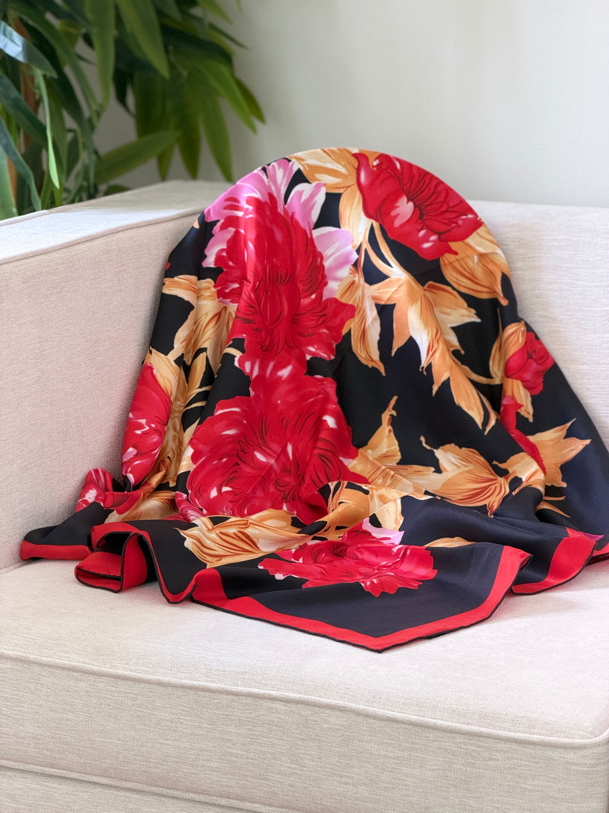 Floral Border Square Scarf