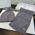 Loro Piana Textured Pom Pom Scarf & Beanie Set