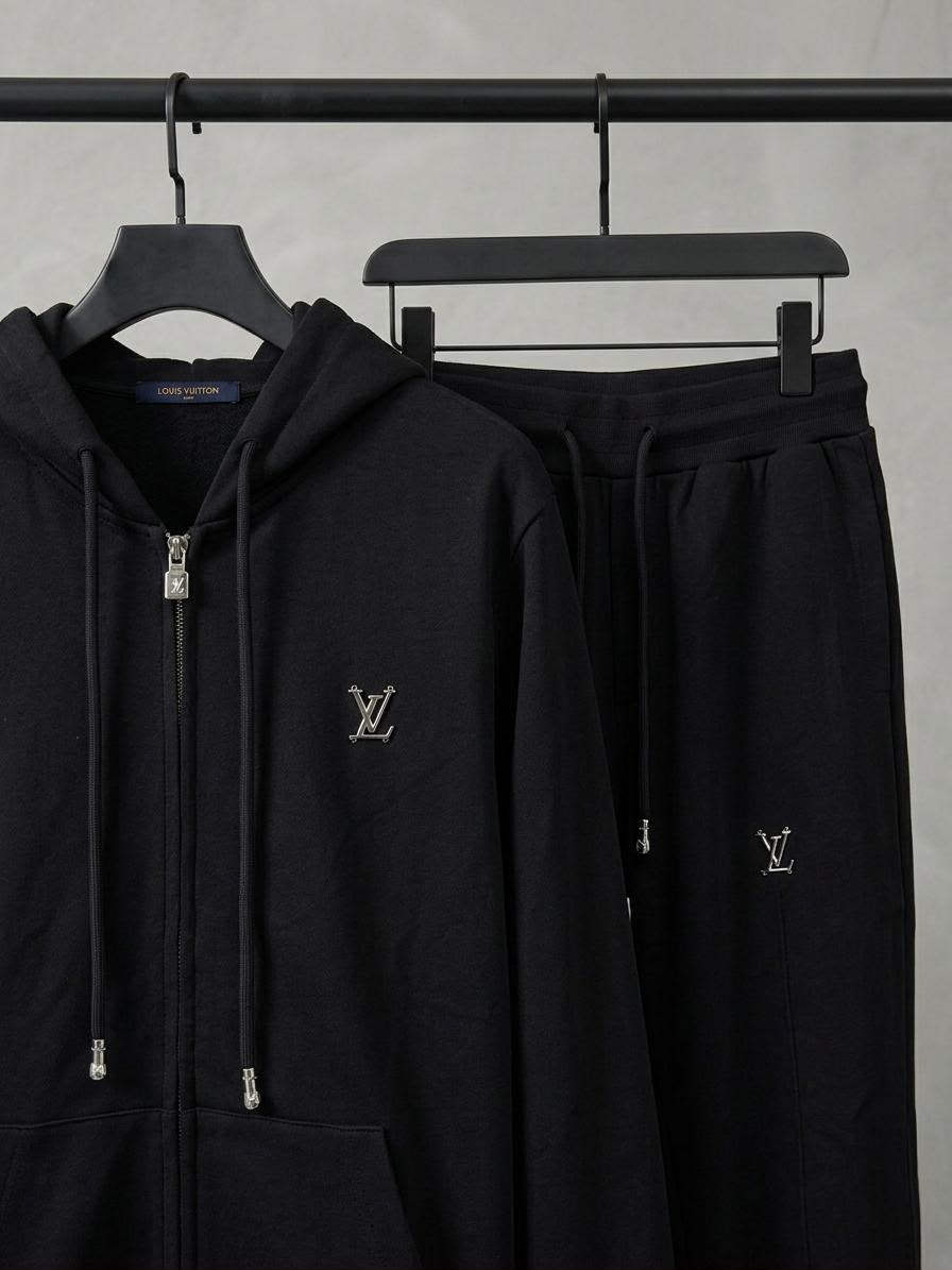 LV Metal Logo Zip Hoodie Trouser Set