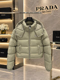Prada Glossy Re-Nylon Hooded Cropped Puffer Jacket