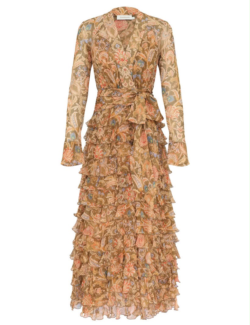 ZIMMERMANN Tiered-Ruffle Midi Dress