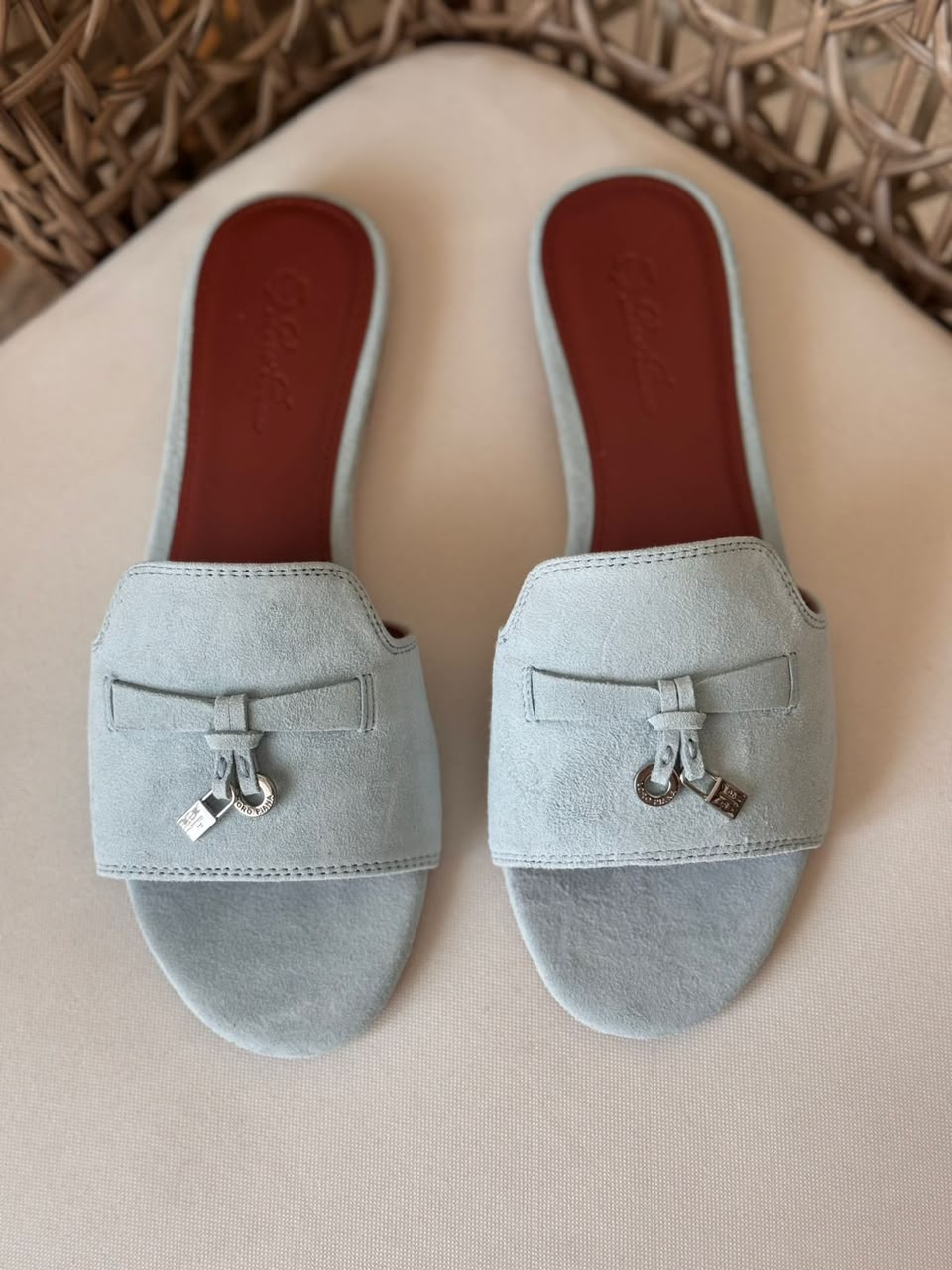 Loro Piana Summer Charms Suede Flat Mules
