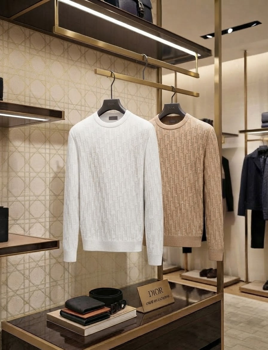 Dior Raised Monogram Crew Neck Sweater