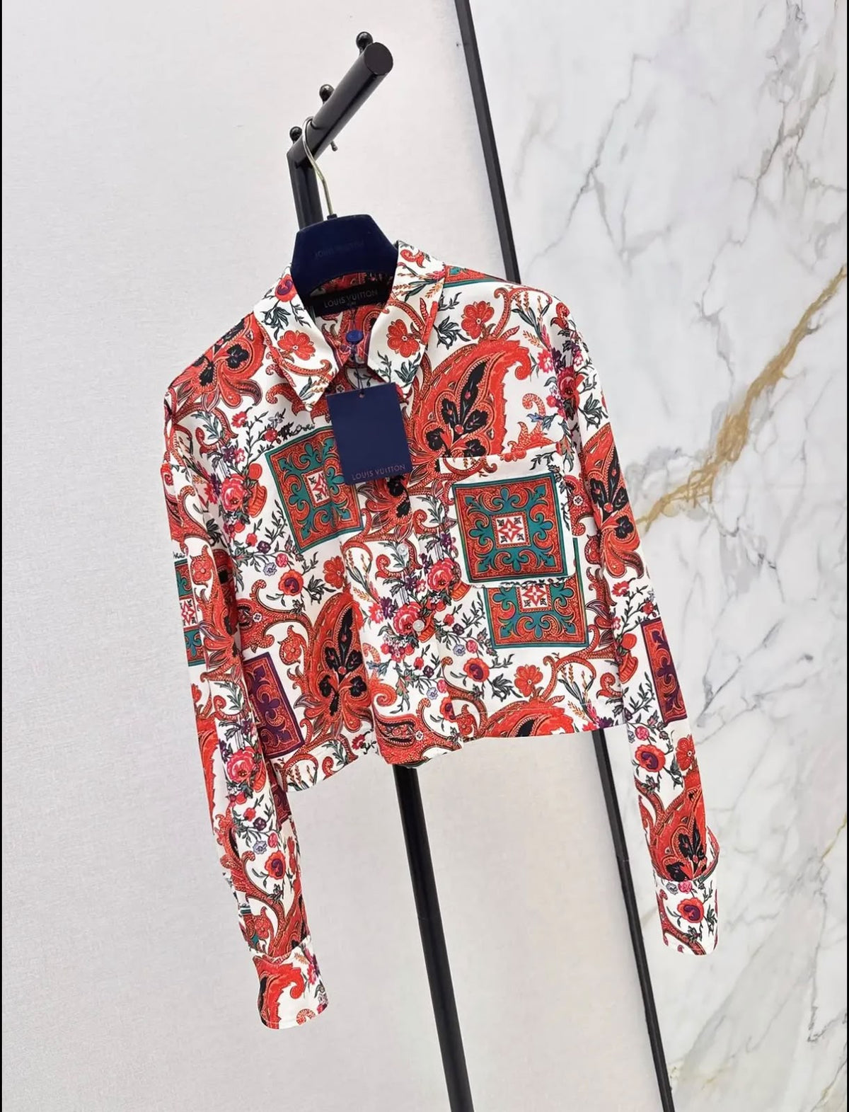Louis Vuitton Bandana Paisley Printed Cropped Shirt & Maxi Skirt Set