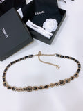 CHANEL Gold-Tone CC Leather Chain Belt