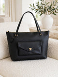 CHANEL Front Flap Pocket Zip Tote Bag