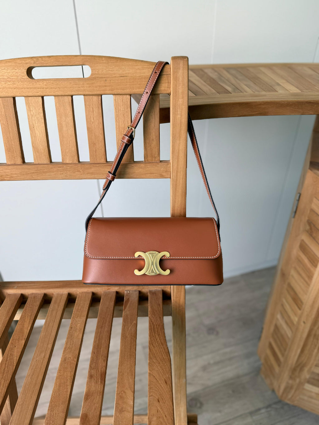 Celine Triomphe Shoulder Bag Burgundy Patent Leather