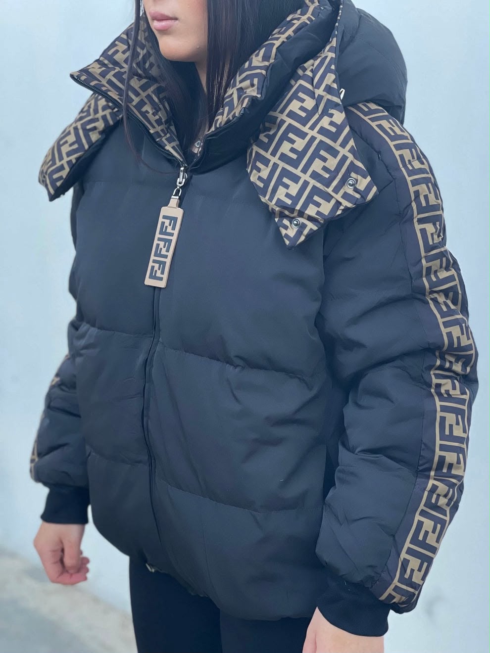 Fendi Reversible FF Pattern Black Puffer Jacket