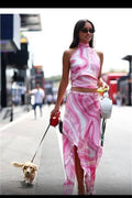 Emilio Pucci Printed Silk Twill Halter Top and Matching Maxi Skirt