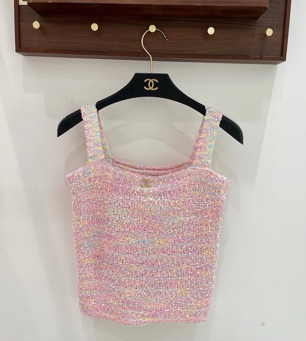 CHANEL Pink Textured Cardigan and Camisole Set