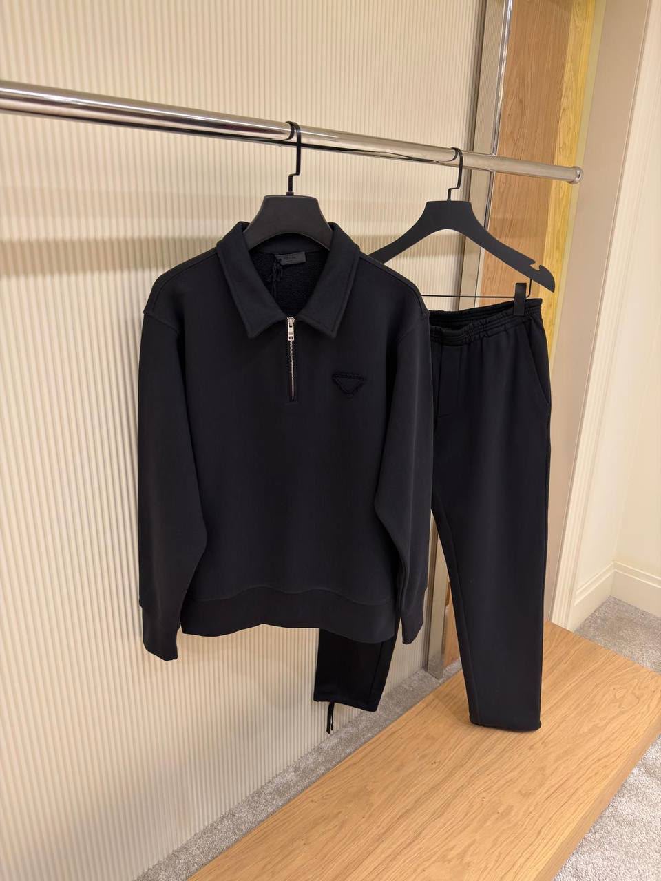 Prada Enamel Triangle Logo Quarter-Zip Tracksuit