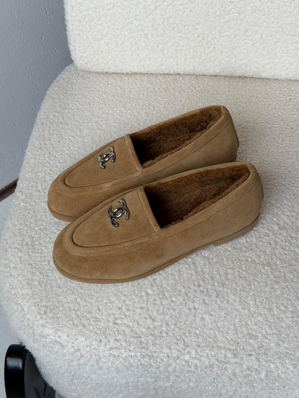 CHANEL Fleece-Lined Loafer Flats