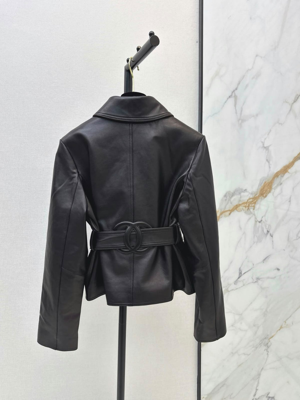 Chanel Leather Jacket with Bow/Belt