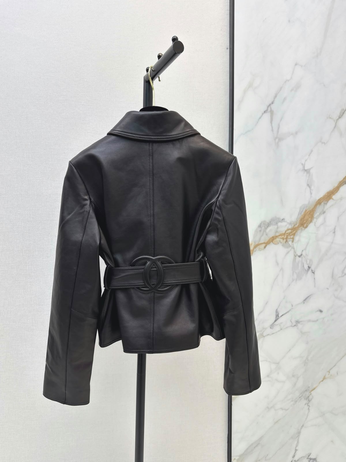Chanel Leather Jacket with Bow/Belt