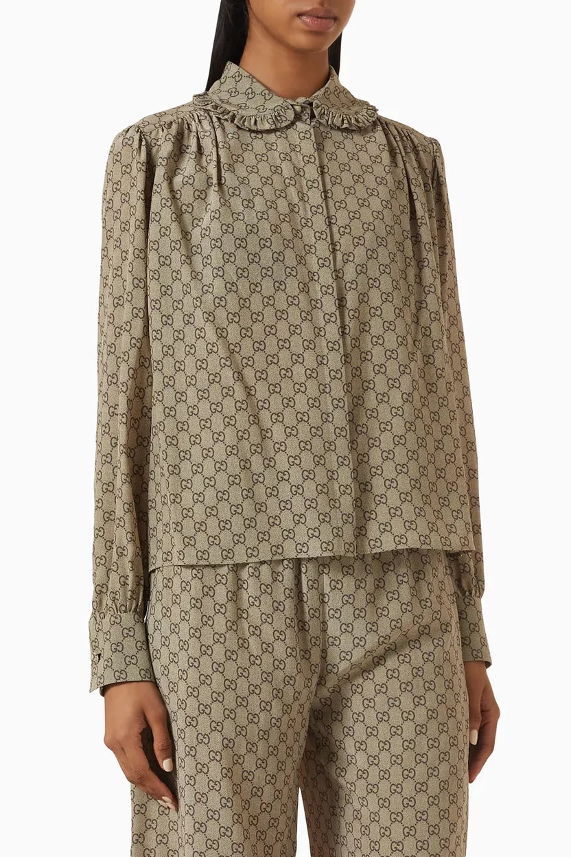 Gucci Ruffle-collar GG Fabric Set