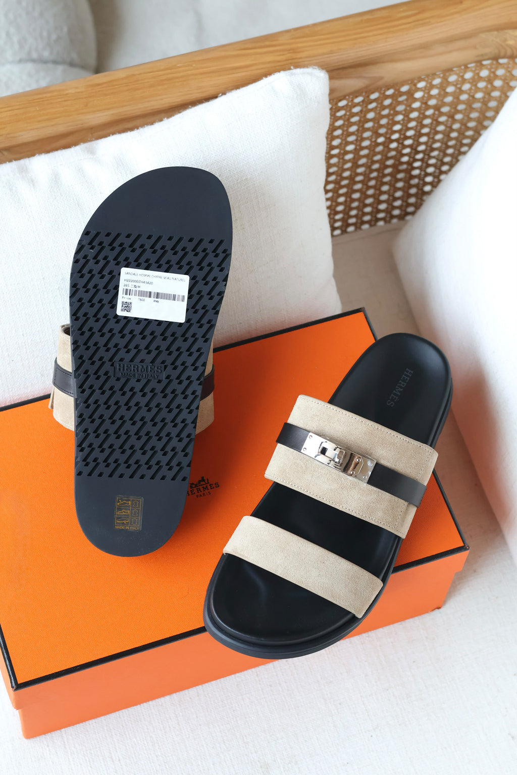 Hermès Oran Woven Canvas Slide Sandal