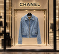 CHANEL Diamond-Pattern Denim Jacket