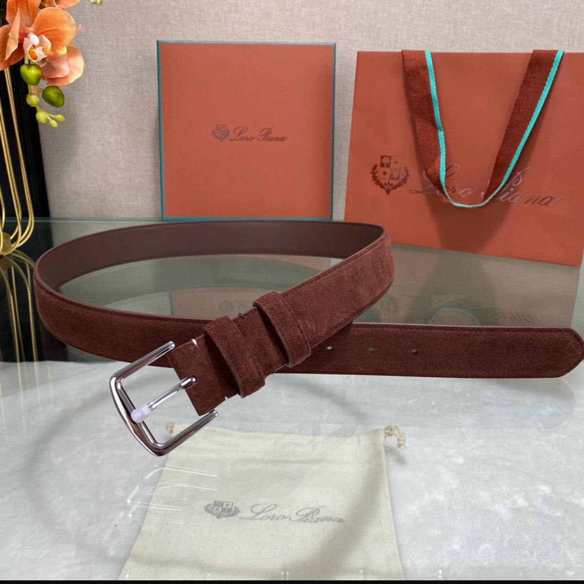 Loro Piana – Alsavel Belt Suede Calf Split