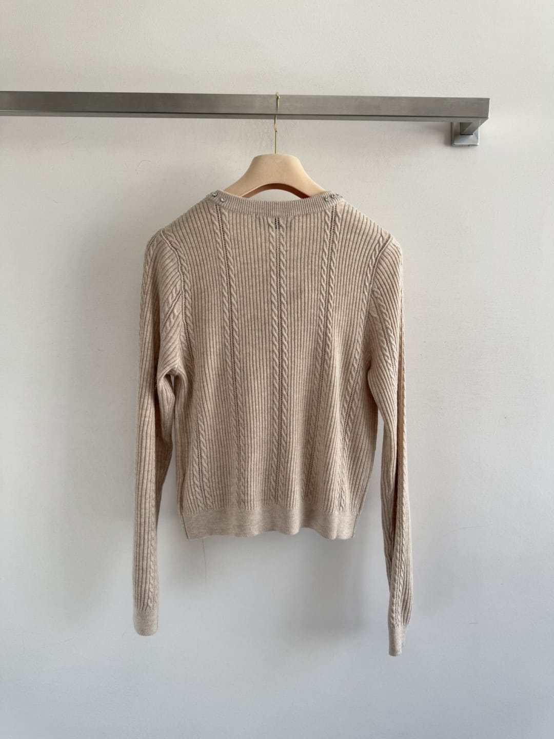 Miu Miu Crystal-Embellished Bow Cable-Knit Sweater