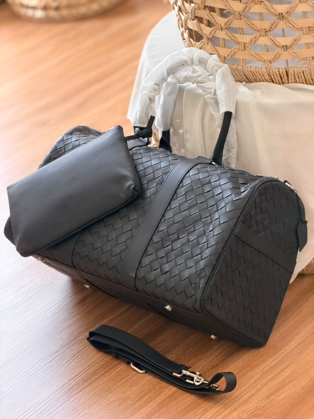 Bottega Woven Rounded Travel Duffel