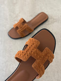 Hermès Oran Woven Leather Flat