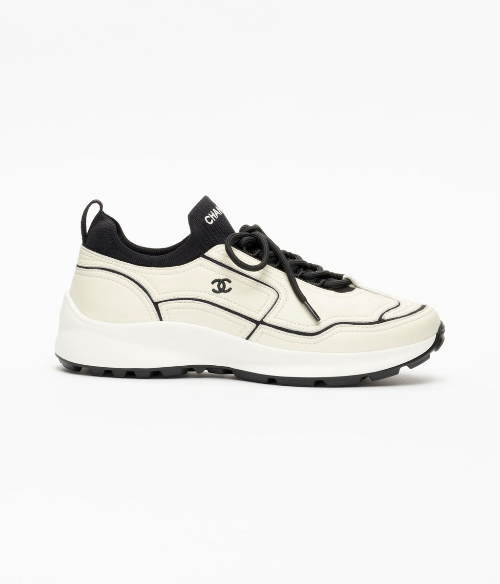 Chanel Knit and Calfskin Sneakers
