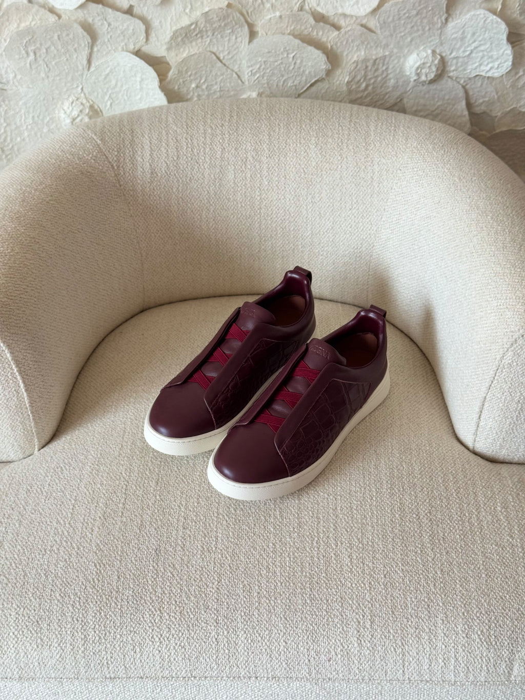 ZEGNA Triple Stitch Alligator Leather Slip-On Sneakers