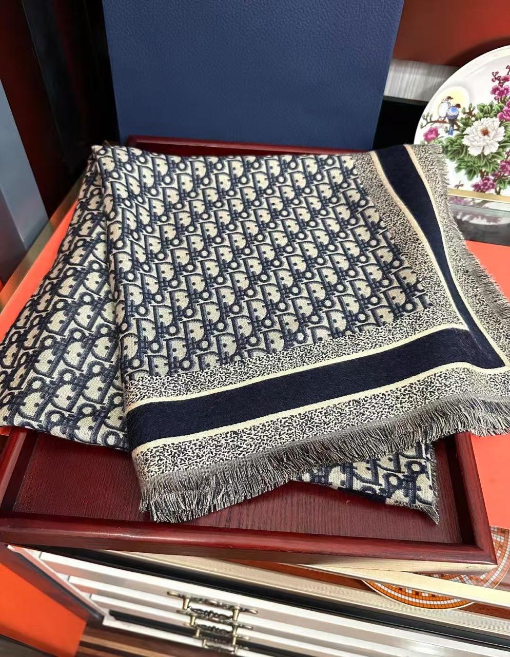 Dior Oblique Short Fringe Scarf