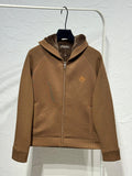 Brown Fleece Lined Hooded Zip Knit Jacket