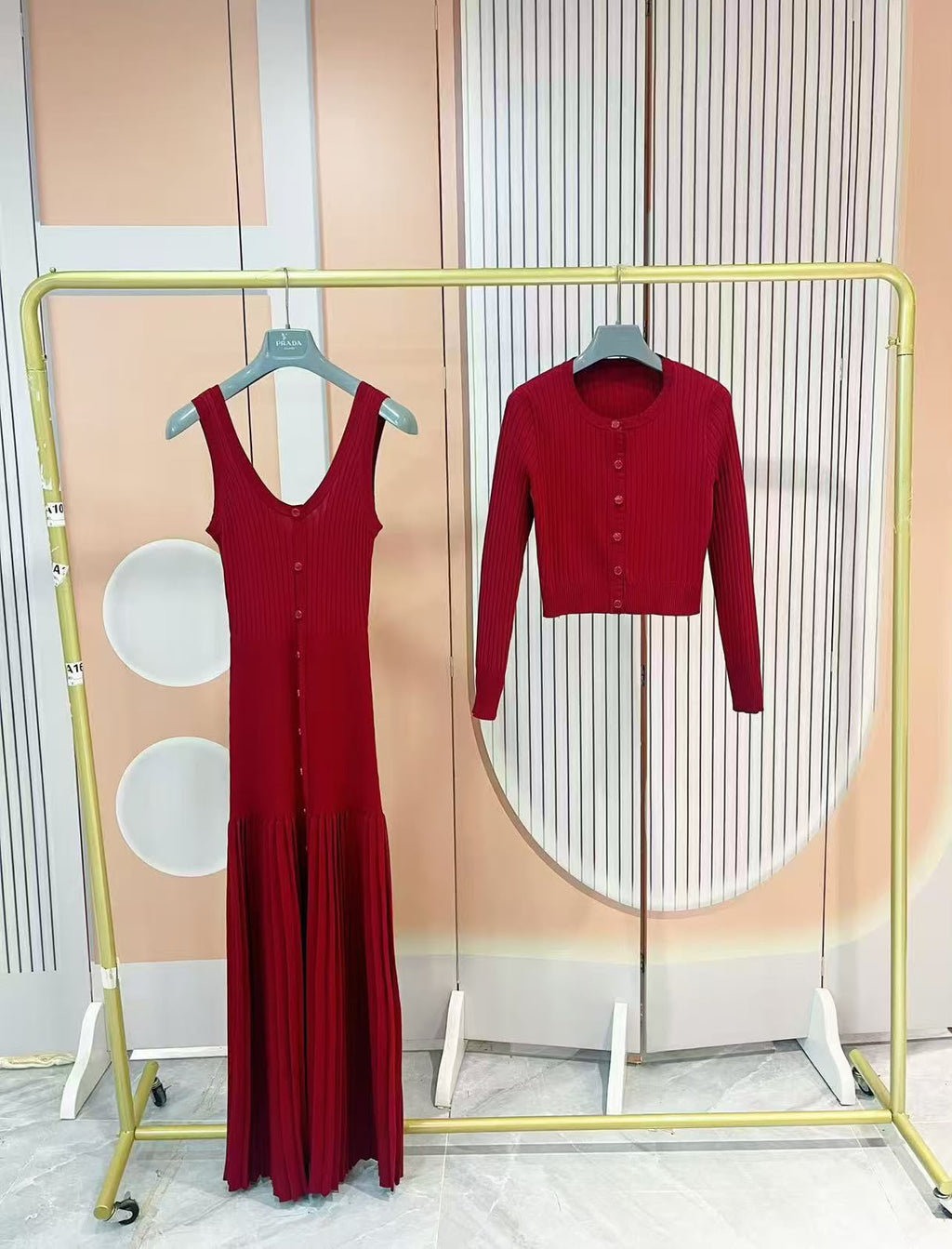 Sandro  Button-Up Maxi Dress and Matching Cardigan Set