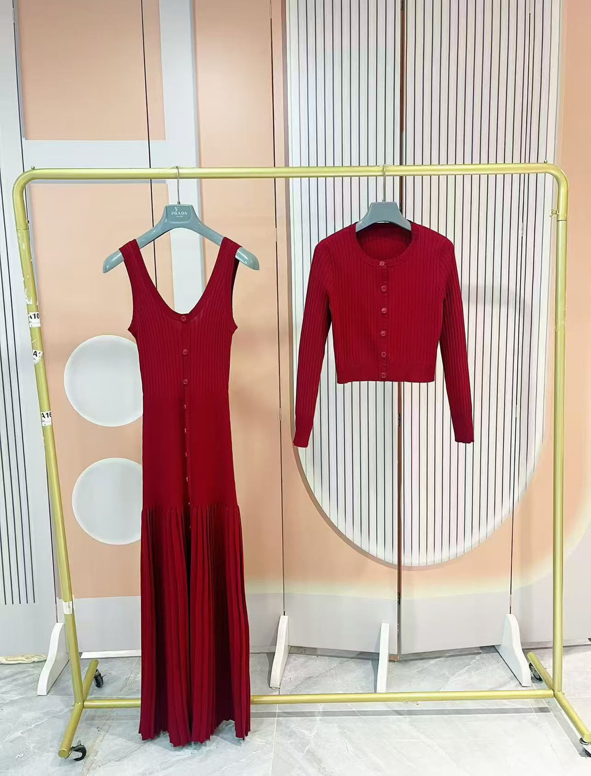 Sandro  Button-Up Maxi Dress and Matching Cardigan Set