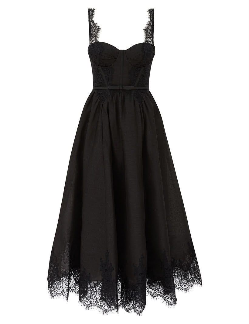Zimmermann Lace-Trimmed Corset Midi Dress