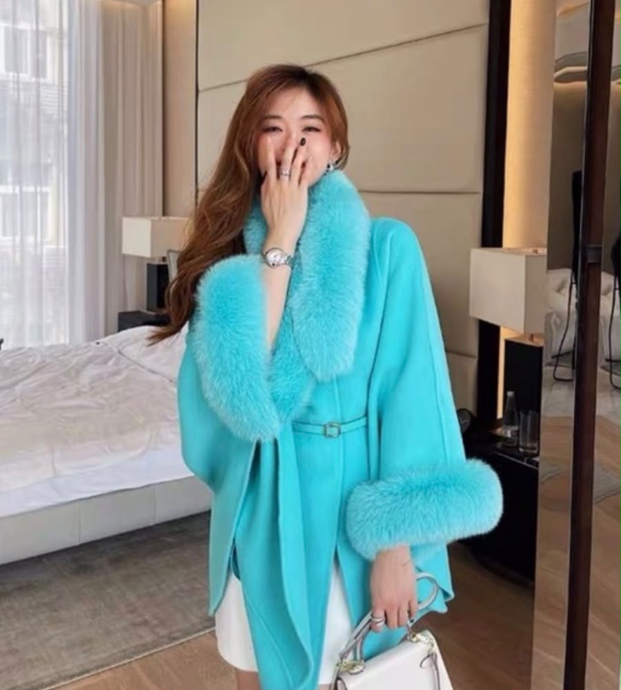 Loro Piana Fur-Trimmed Cape Coat