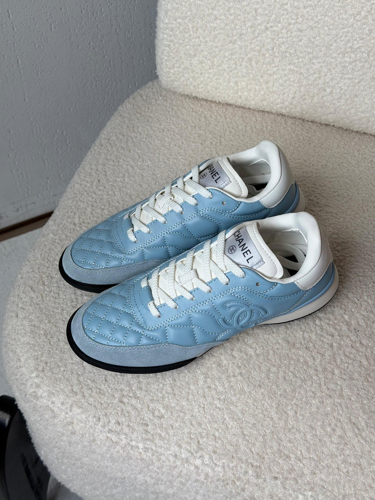 Chanel Quilted CC Logo Low-Top Sneakers