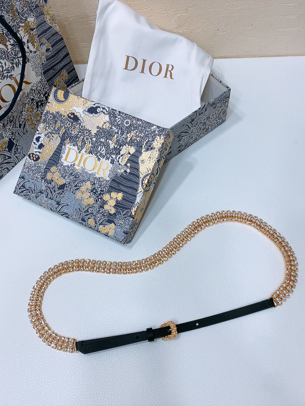 Dior Crystal Embellished Skinny Belt