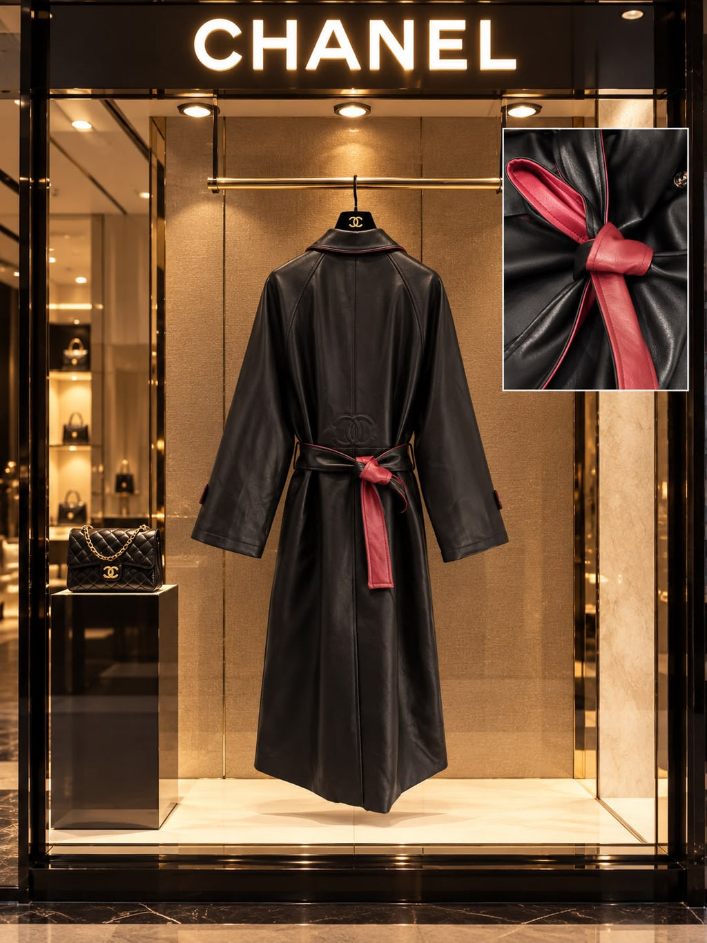 Chanel Long Leather Trench Coat