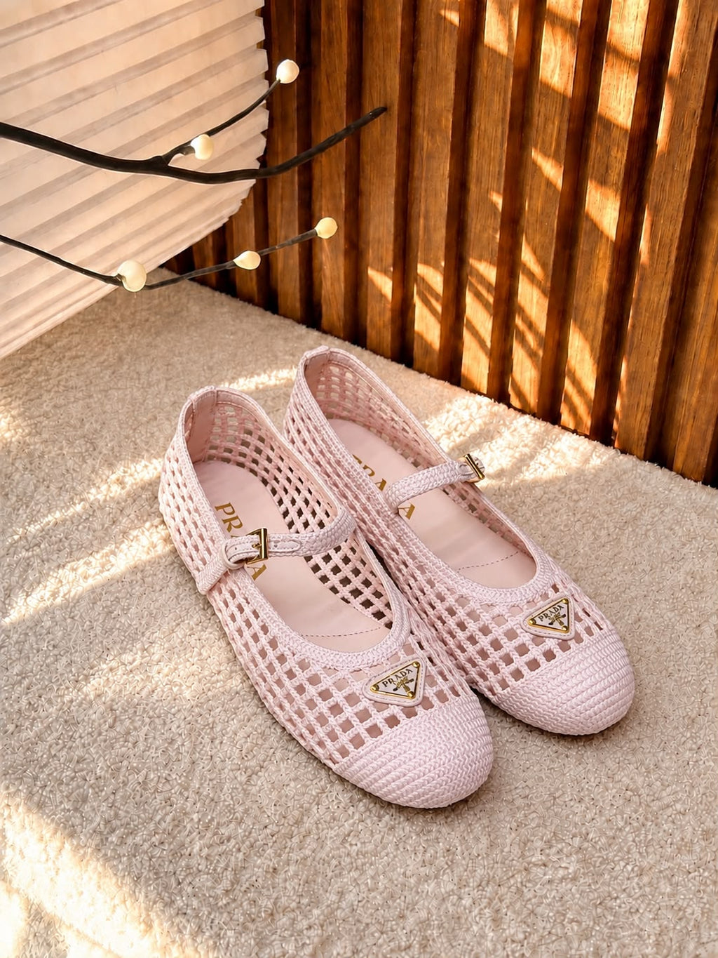 Prada Woven Mesh Mary Jane Flat