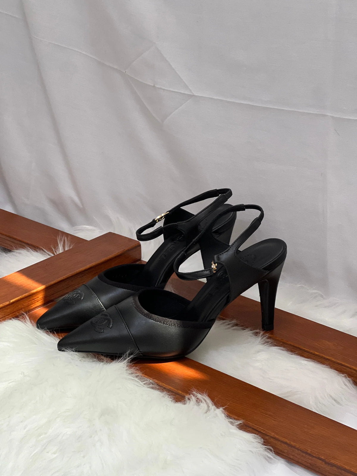 Chanel Heel Slingbacks in Iridescent Lambskin