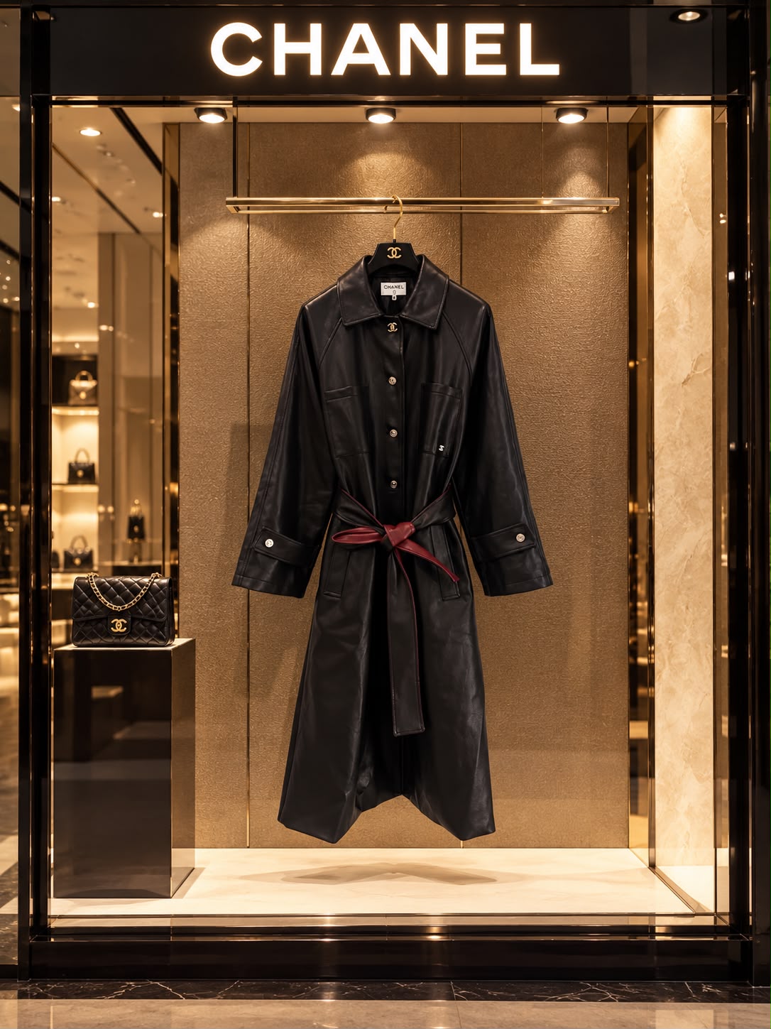 Chanel Long Leather Trench Coat