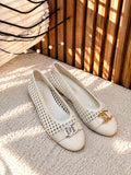 Beige Chanel CC Flats