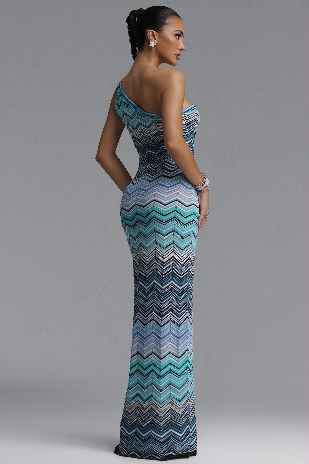 MISSONI Chevron One-Shoulder Maxi Dress