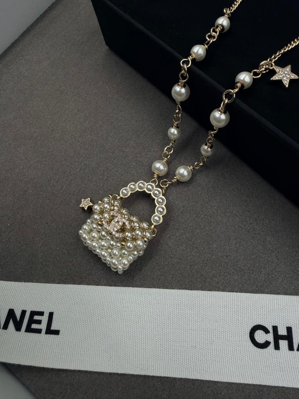Chanel Pearl Mini Bag Pendant Necklace