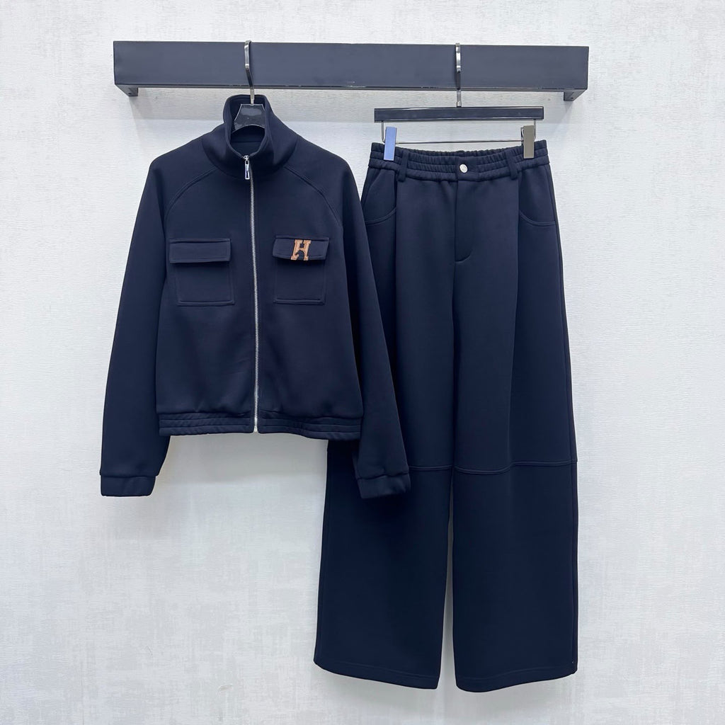 Hermès Zip Track Jacket and Matching Pants with H Logo Detail