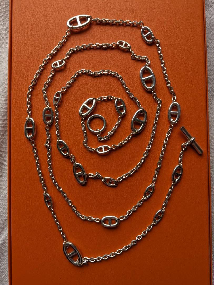 Hermès Farandole Chaîne d’Ancre Silver Long Necklace – Toggle Clasp Design